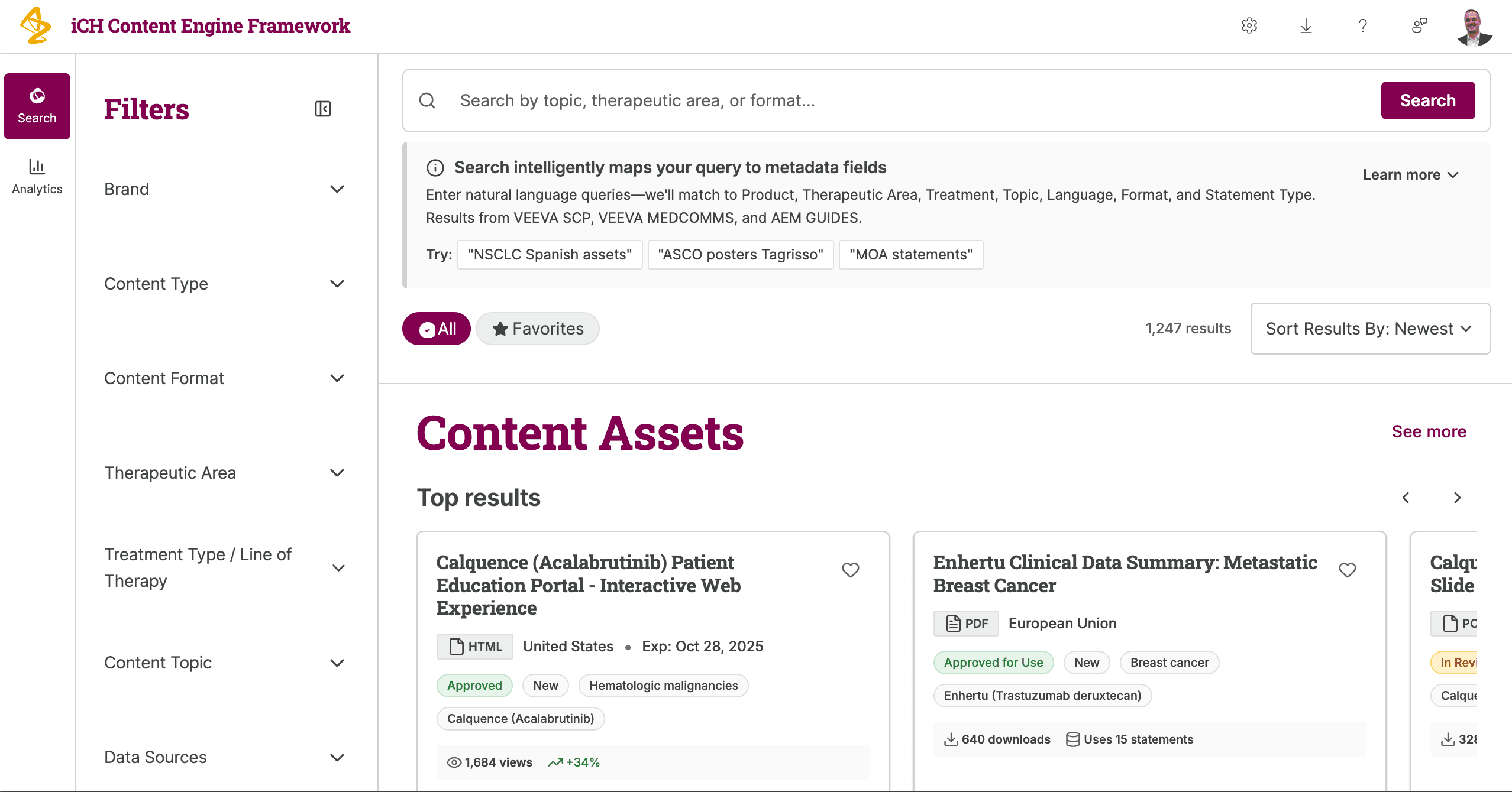 iCH Knowledge Base prototype with unified semantic search interface