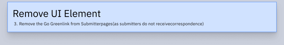 Review annotation removing the Go Green link from submitter pages because submitters do not receive correspondence